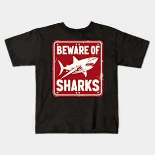 Retro Beware Of Sharks Kids T-Shirt